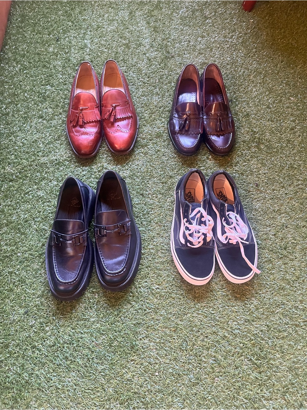4 pairs of Men’s footwear! 9.5, 9.5, black loafer - 8.5, size 10 for vans!